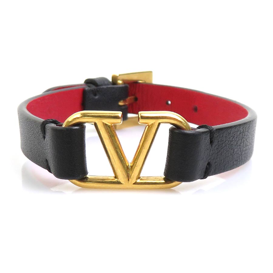 ヴァレンティノ ガラヴァーニ Valentino Garavani ブレスレット レザー ブラック レディース 56190a