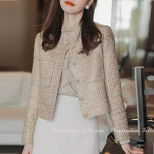 数量限定ノーカラージャケット　ショートジャケット　長袖　入学式　結婚式　入園式　卒園式　セレモニー　通勤通学20代30代40代50代60代