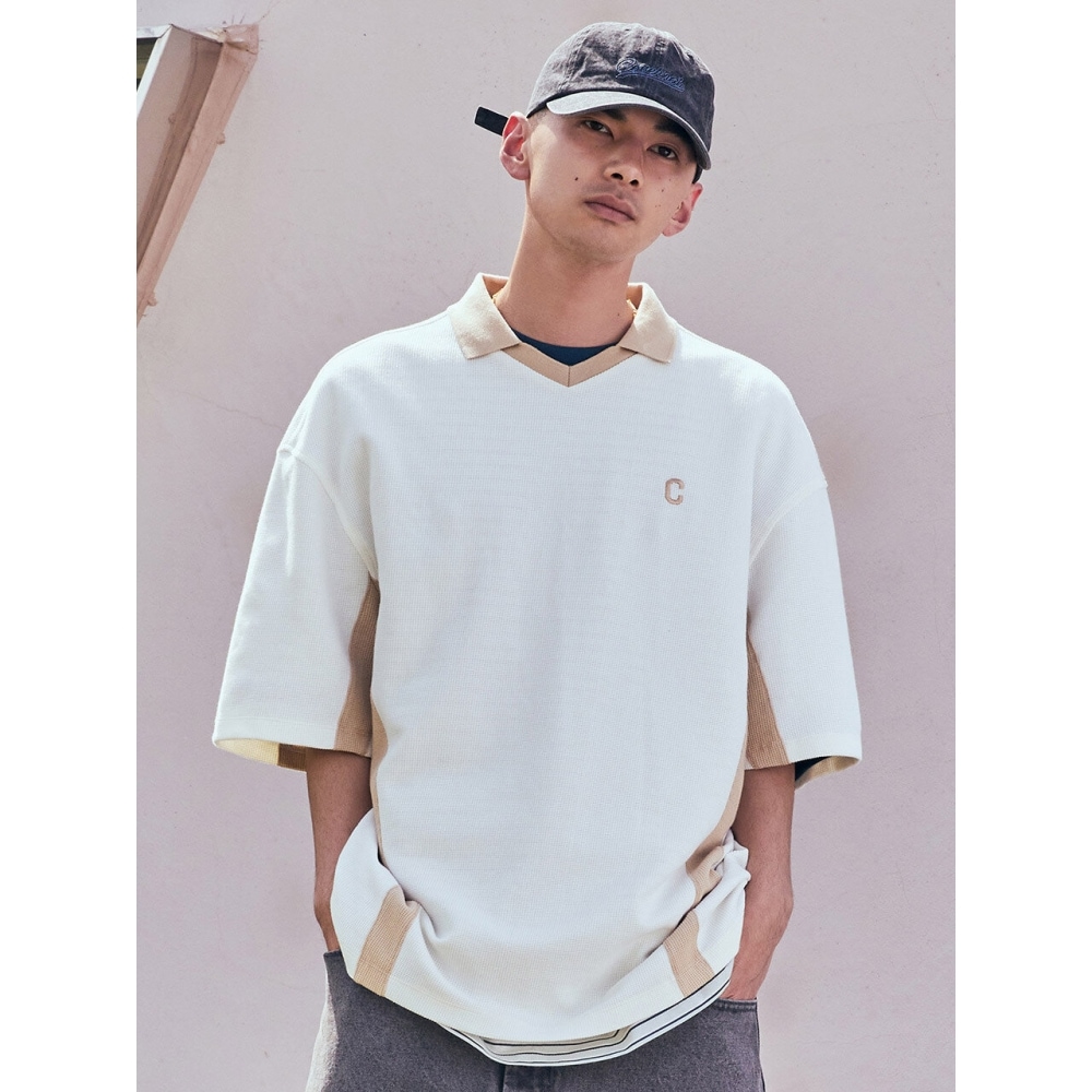 COVERNAT 24SS ワッフルアーチカラー Tシャツクリーム