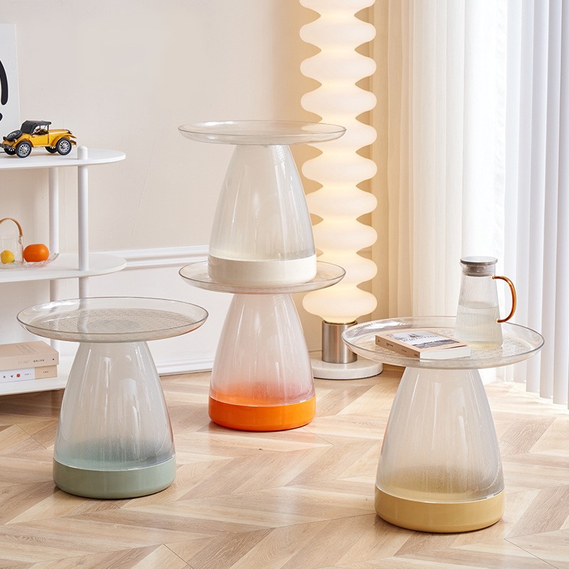 サイドテーブル 透明 アクリル ツートンカラー 北欧 おしゃれ かわいい シンプル モダン ベッドサイドテーブル コーヒーテーブル ホワイト