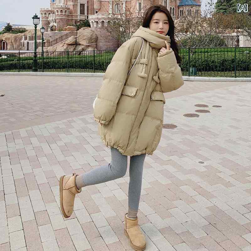 ダウン ジャケット カジュアル 防寒 暖かい レディース 女性 冬 厚手 ミディアム ロング スタイル 小さい 韓国 スタイル
