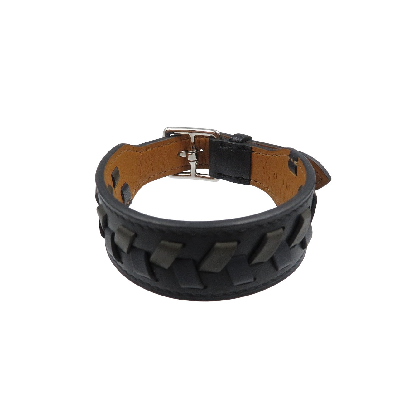 美品 エトリヴィエール ダービー ブレスレット レザー/レザー ブラック U刻印 0456【中古】 メンズ