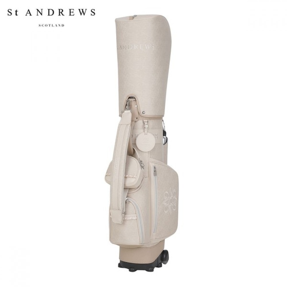 [St Andrews] レディースジャカード柄ホイールキャディーバッグ＆取り外し可能なポーチ