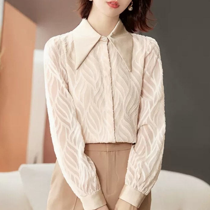 トップス デート シャツ ブラウス カットソー 袖あり 長袖 かわいい 大人可愛い きれいめ シンプル カジュアル 大人 上品 おしゃれ お洒落 かっこいい レトロ 大人女子 こなれ感 キュート