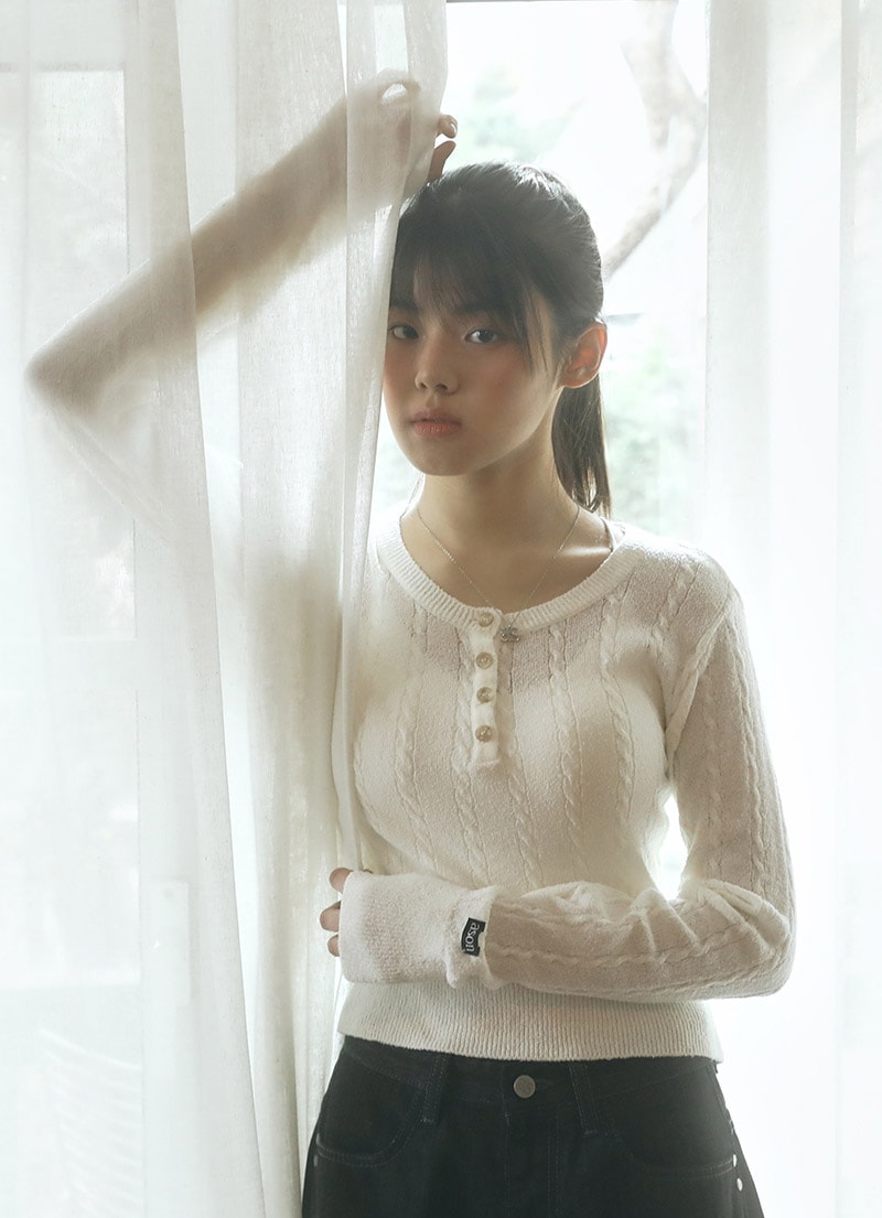 【AS"ON】 MISTY CABLE KNIT / IVORY 正規品