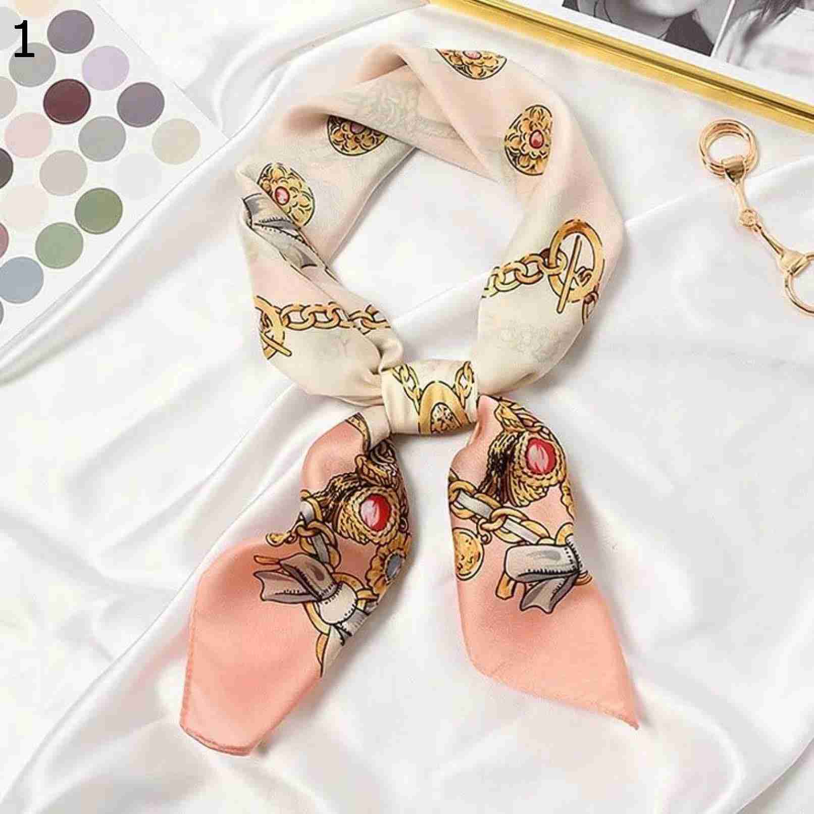 【20%OFFクーポン～】かわいい漫画の春の女性のスカーフプリントコミックラップヘアリボン多彩な秋スクエアヘッドバンド スカーフ (Color : 14 Size : 70x70cm)