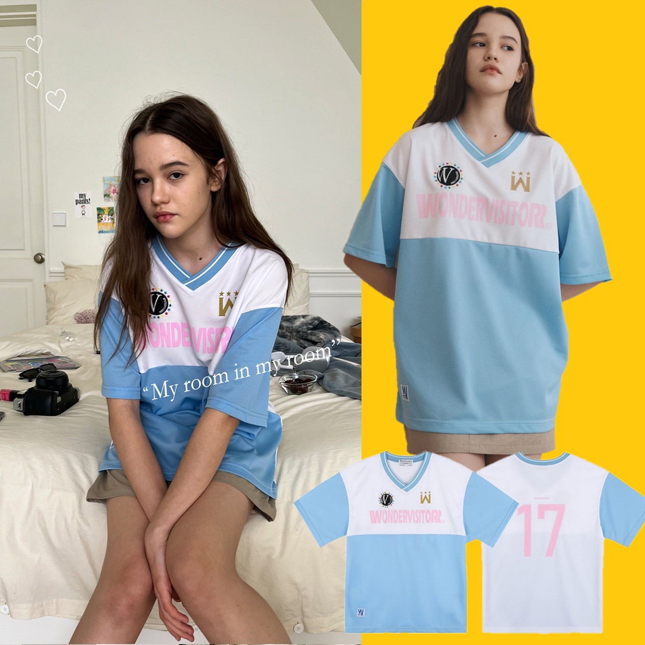 [韓国人気サッカー服デザイン] Sporty Jersey short sleeve [White]