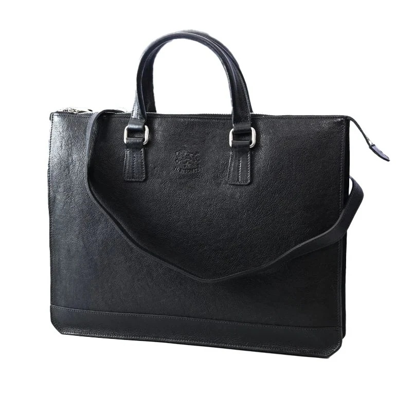 ビジネスバッグ ブリーフケース メンズ ストラップ付 Meleto line ヴィンテージ カウハイド レザー ネロ BBC056PO0001BK161N