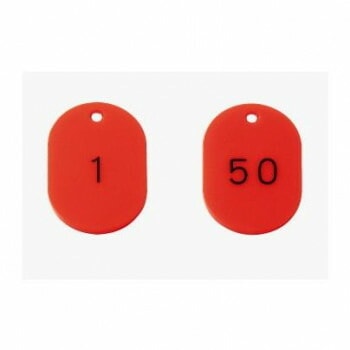 ユニット 番号札45x30赤1～50　50枚組 877-611