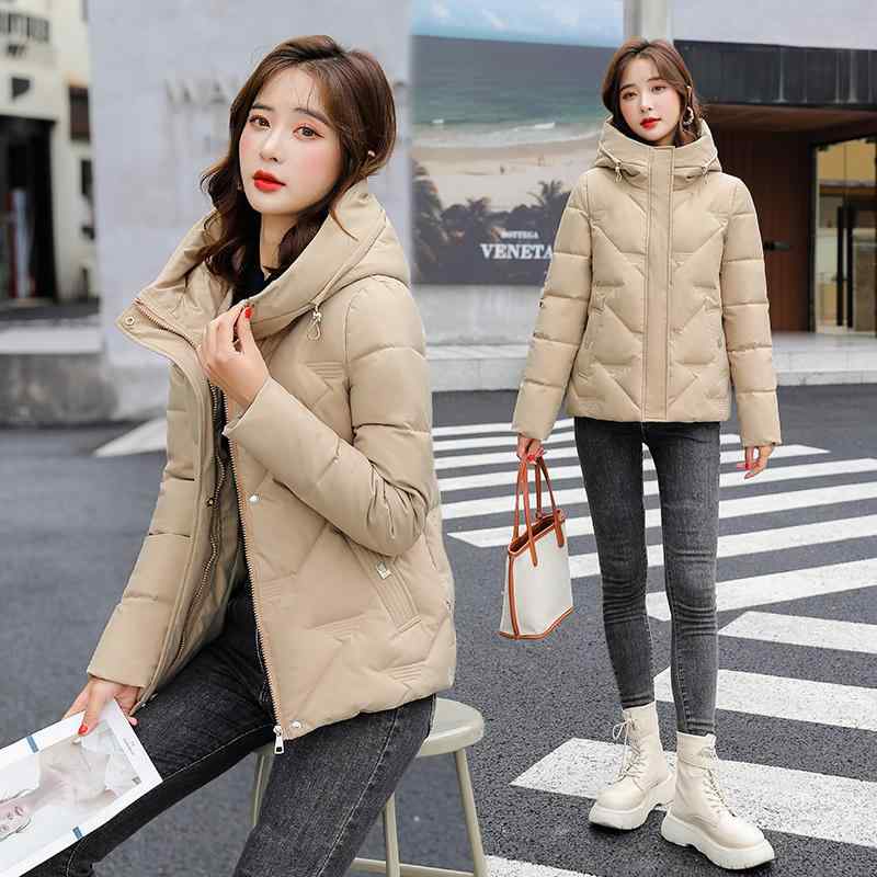 秋服 レディース ファッション オシャレ カワイイ シンプル 大人カワイイ 大きいサイズ ダウン コットンコート 冬服 韓国ファッション スタイル スリム コットン ジャケット フード付き コート