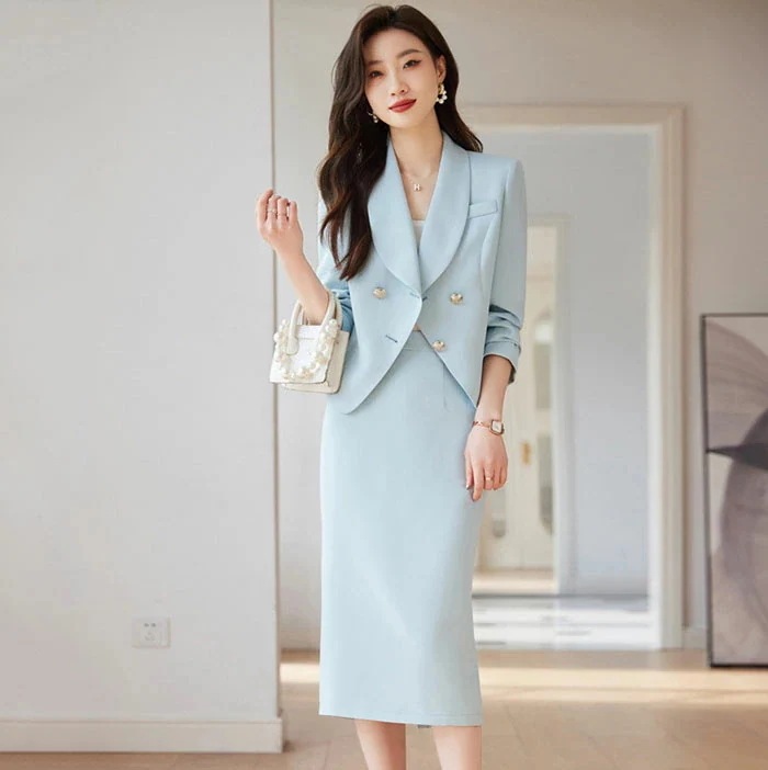 スーツ レディース セットアップ 洗える ビジネススーツ セレモニースーツ リクルートスーツ 大きいサイズ フォーマルスーツ スカートスーツ オールシーズン オフィス ブルー 通勤 ビジネス 卒業式