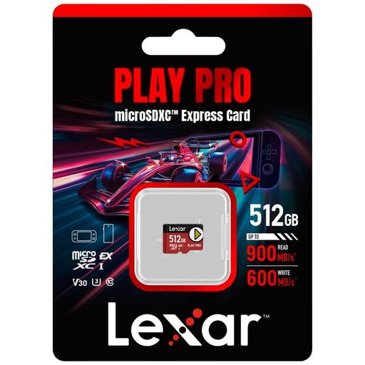 Lexar PLAY PRO microSDXC Expressカード 512GB 最大読込900MB/s 最大書込600MB/s Nintendo Switch 4K動画 ドローン対応 防水 耐衝撃