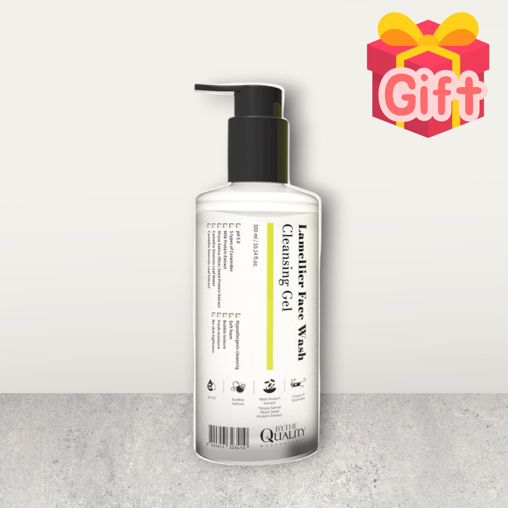 BYTHEQUALITY ラメリエ フェイスウォッシュ クレンジングジェル 300ml米タンパク質×5種セラミド配合乾燥ゼロ・敏感肌用洗顔料