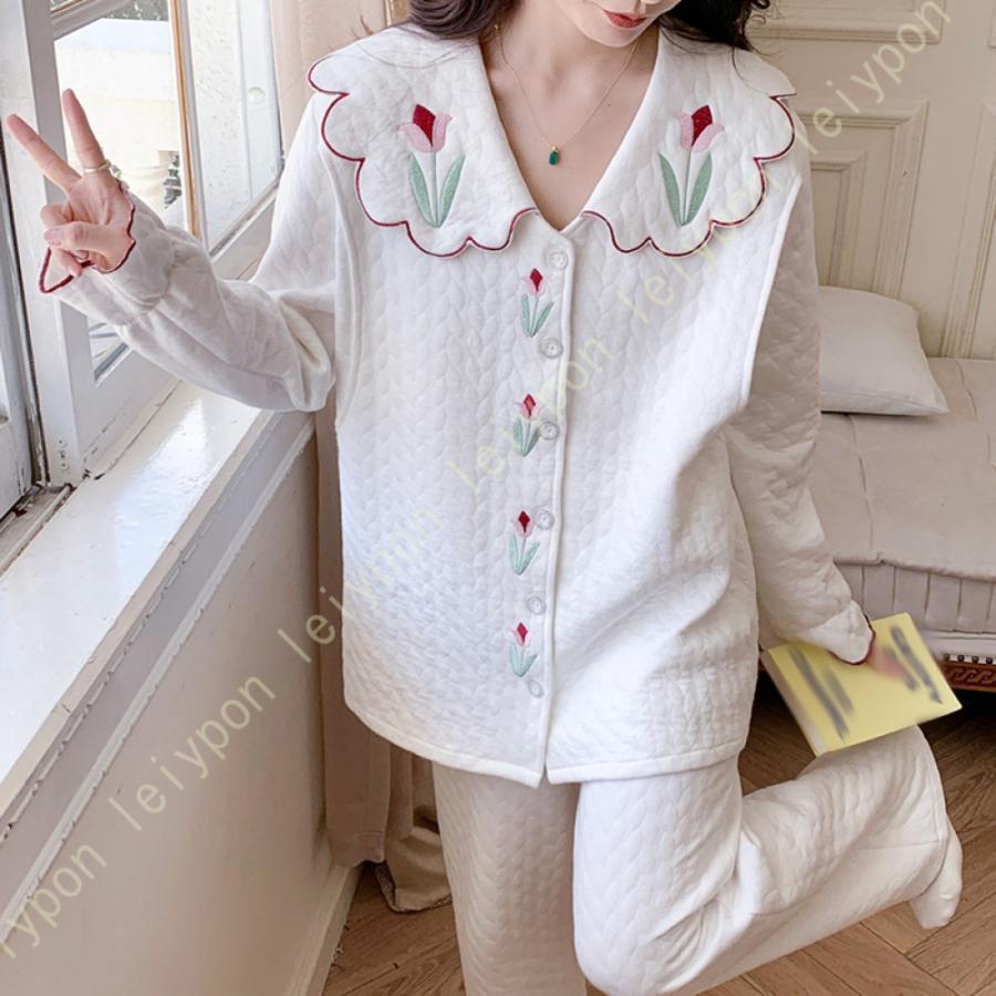 ルームウェア レディース 長袖 おしゃれ 上下セット かわいい クマ 春秋冬 モコモコ パジャマ フランネル ふわふわ 暖かい 保温 ルームウェア 部屋着 可愛い