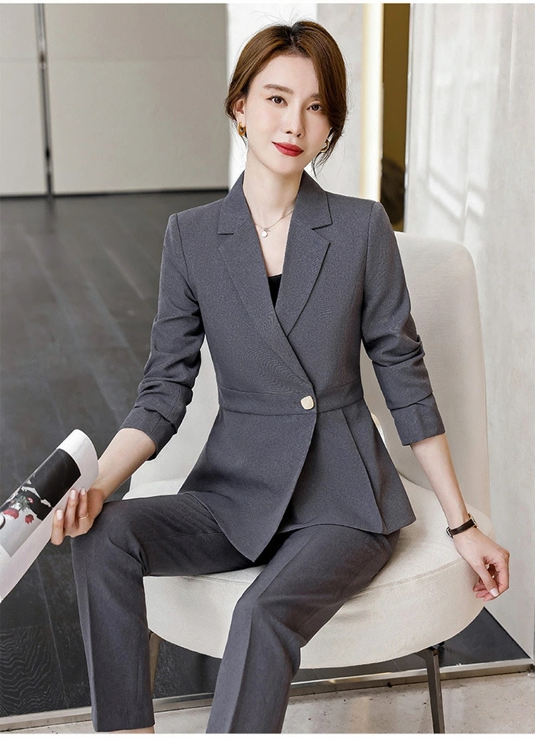職業 西装 セットアップ 女性 春秋 新款 気質 前台 珠宝店 美容院 工装 9008