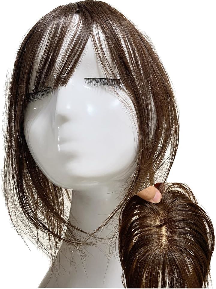 部分ウィッグ かつら 女性 人毛100% レディース セミロング 医療用 つむじ 頭頂部 自然 ヘアピース トップピース(デザイナーズミディアム (ナチュラルブラウン), Free)