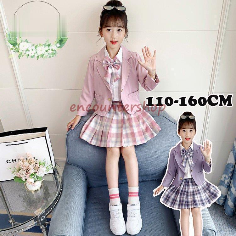 母の日入学式 スーツ 女の子 卒園式 フォーマルスーツ 子供服 スーツ ジャケット スカート 蝶ネクタイ チェック柄 七五三 発表会 カジュアル 普段着