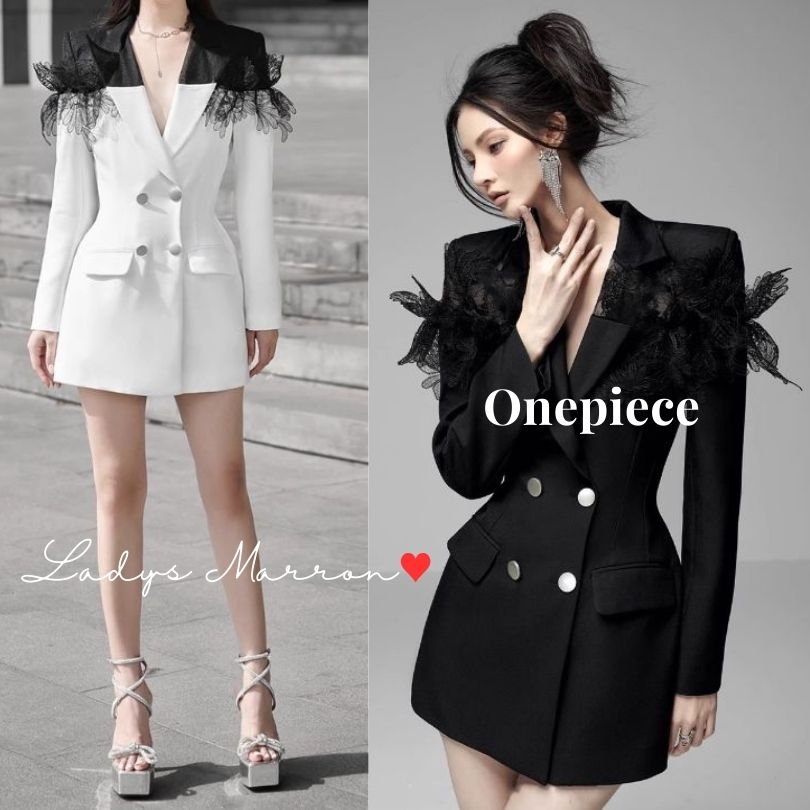 新品更新 ジャケットワンピース ジャケットミニワンピース ジャケット レディース 白ジャケット 衣装 黒ジャケット 個性的ワンピース ワンピース ミニワンピース 韓国 無地 Vネック 春 秋 長袖 シ