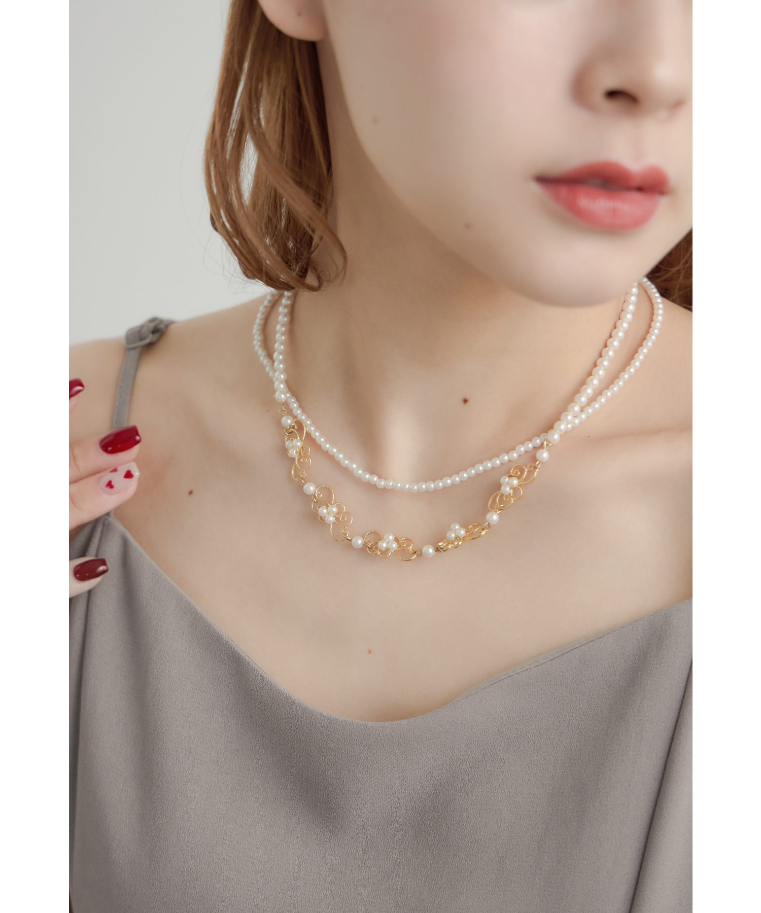 3wayパールメタル2連ネックレス レディース アクセサリー 小粒パール ネックレス マルチウェイ シルバー ゴールド レイヤード 重ね付け お出かけ フォーマル パーティー 結婚式 セレモニー