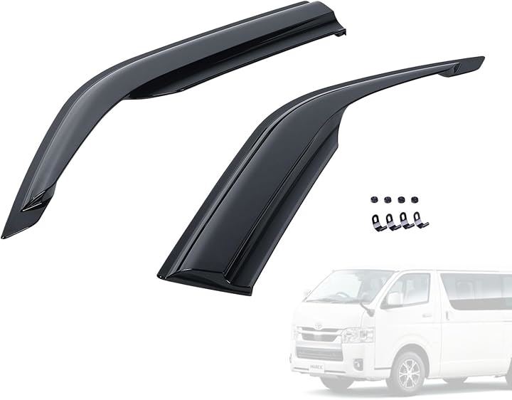 互換品 ハイエース 200系 バイザー サイドバイザー ドアバイザー 1～7型 スモーク 左右セット 雨除け 日よけ 簡単取付 カスタム(ワイド)
