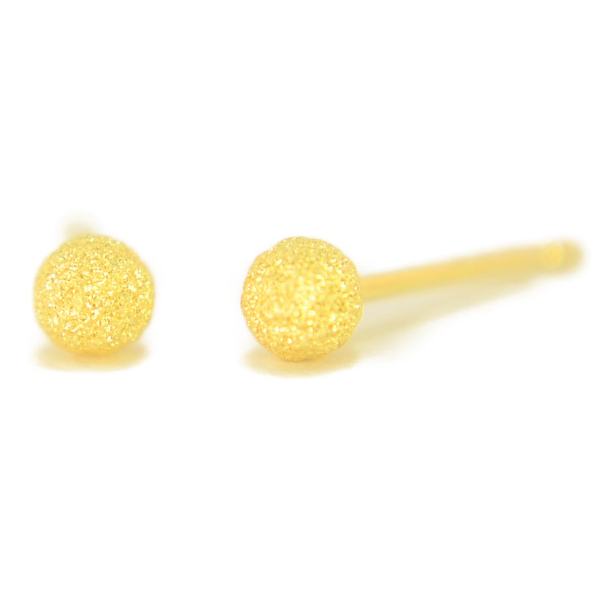 K18イエローゴールドフラッシュボールピアス 3mm 1ペア両耳販売 スターダスト 日本製 ニッケルフリー yokomountain (シリコンキャッチ)
