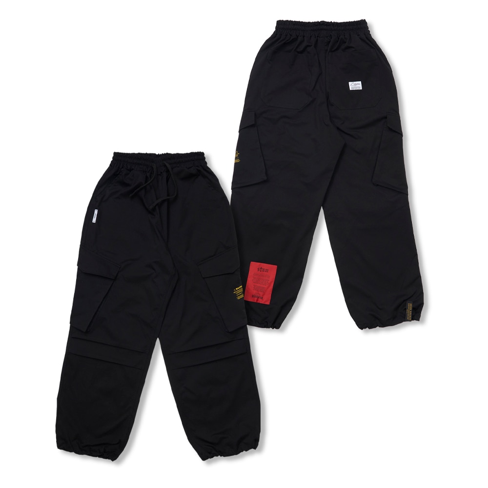 Cargo Twill Wide Jogger Pants Black