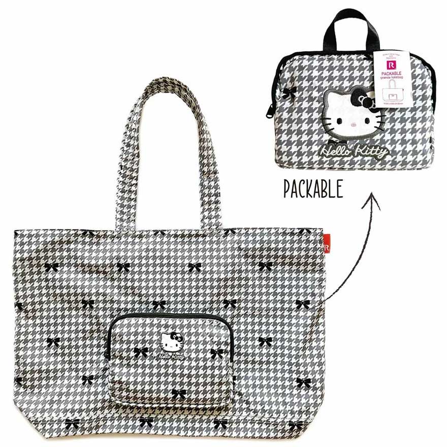 2024新作 ハローキティ50周年 キャリーオンバッグ ROOTOTE grande 8395 ルートート サンリオ IP.グランデ.パッカブル.ハローキティ-A ハウンドトゥース