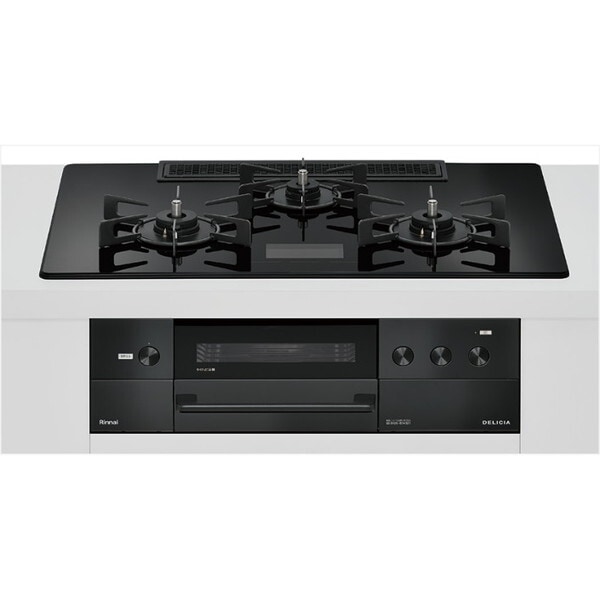 RHS72W38M17VNBW-13A クリスタルブラック DELICIA ビルトインガスコンロ(都市ガス用・両側強火タイプ・3口・75cm)