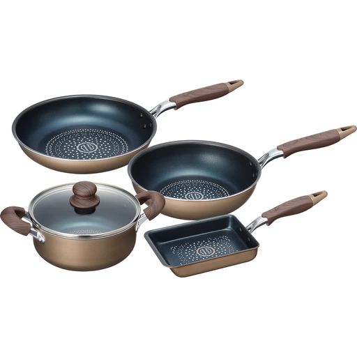 和平フレイズ ダイヤモンドコート フライパン 【セットH】 フライパン 26CM & ディープパン 24CM & 両手鍋 20CM & 玉子焼き 13×18CM ブラナーノII MB-2401