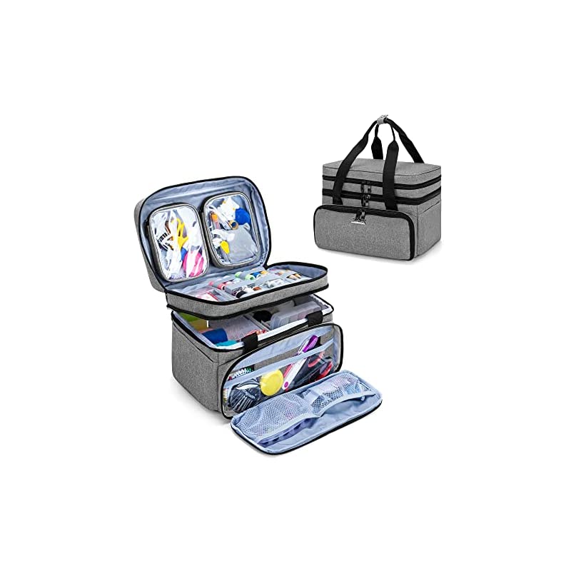 【即納】BAFASO 裁縫箱 裁縫バッグ 二層収納 大容量 ソーイングバッグ 裁縫道具 収納 持ち運び用 バッグのみ グレー