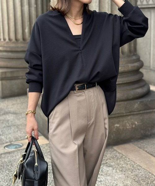 tシャツ Tシャツ ライトダンボールフロント2wayロングスリーブプルオーバー レディース