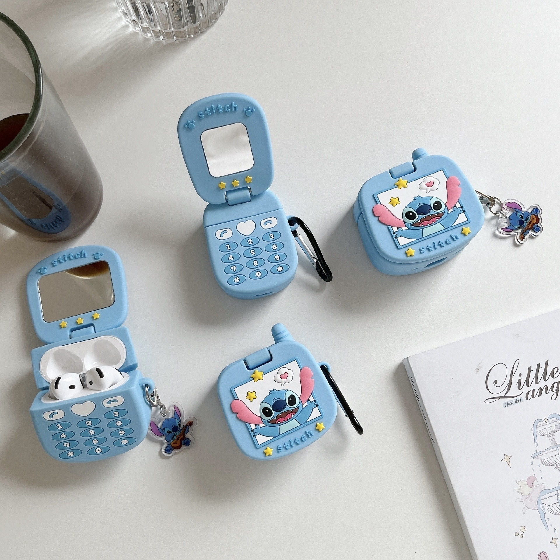 【20点セット】【送料無料】かわいい裏返しスティッチairpods proアップルBluetoothイヤホンケース234世代カートゥーン保護カバー適用