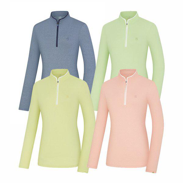 女性 春 メランジ メッシュ ジップアップ Tシャツ メディア(女) KWT0486W