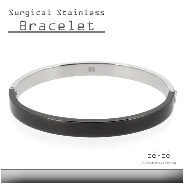 fe-fe フェフェ ツートーン サージカルステンレス バングル メンズ 金属アレルギー