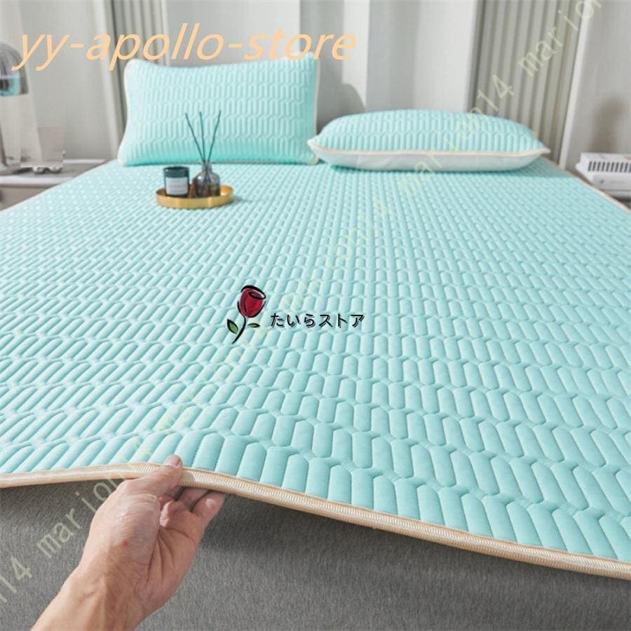 25新型マットレスカバー シーツ 涼しい マット クール 涼感 通気 ベッドシーツ 弾力フィット ズレ防止 速乾 ウォッシャブル 中ラテックス入り キルティング