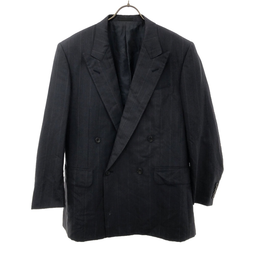 バーバリーズ 90s ウール オールド ストライプ ダブル テーラードジャケット AB5 ネイビー Burberrys メンズ