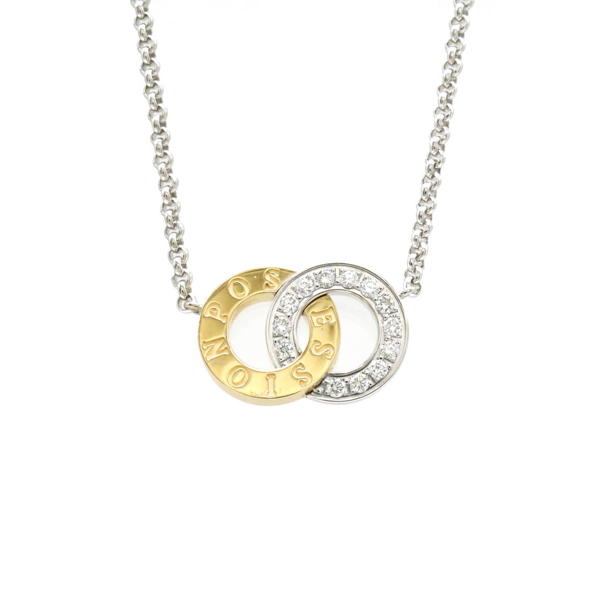 Possession ポセション ダイヤ ネックレス ロゴ ラウンド サークル K18WG K18YG ゴールド ダイヤモン 124,000円