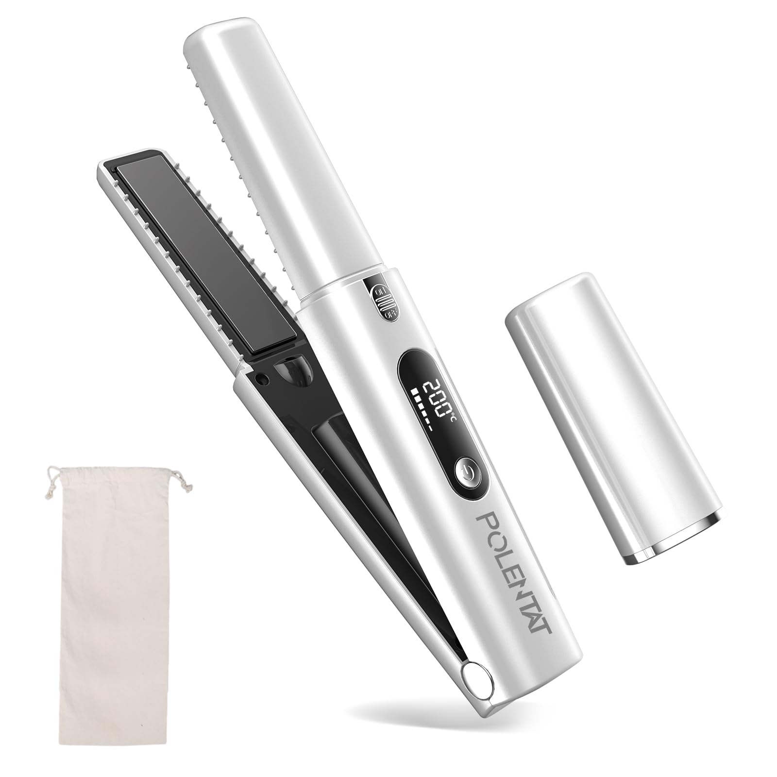 POLENTAT 電池着脱式 最新改良型 ヘアアイロン コードレス 機内持ち込み可 USB充電式 コードレスヘアアイロン ミニ ストレートアイロン 2way 3段階温度調整 MAX200℃ 急速加熱