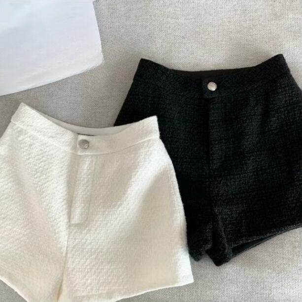 ツイード ショートパンツ ボトムス レディース ショート ワイド Aライン ファスナー ポケット ハイウエスト かわいい 大人可愛い きれいめ シンプル カジュアル おしゃれ こなれ感 ガーリー ルー