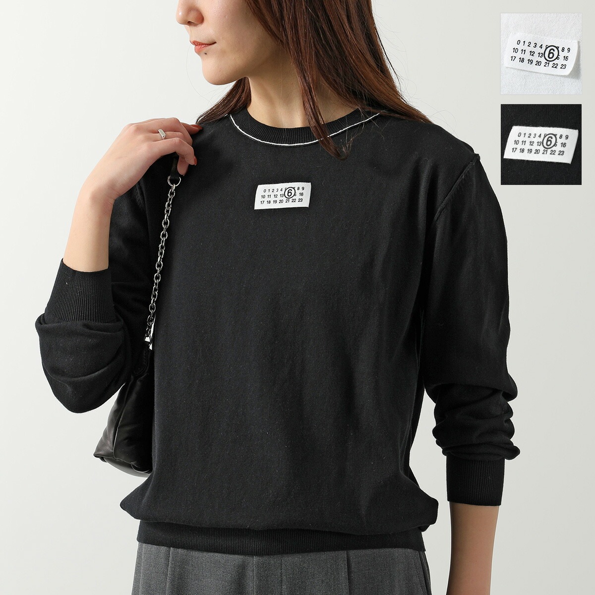 MM6 KIDS エムエムシックス メゾンマルジェラ キッズ セーター M61025 MM07V レディース ガールズ コットン ニット 長袖 クルーネック ロゴ カラー2色