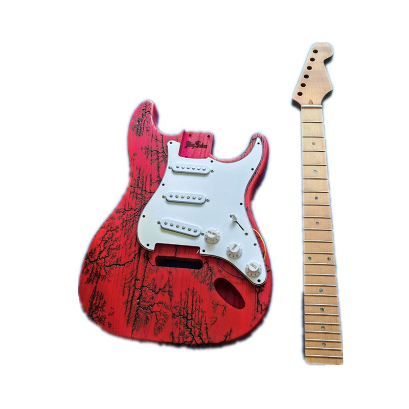 半完成6弦tremolo電気ギター 炭酸灰ボディペンキなし モミジの首と指板を焼く すべてのハードウェア BJ231-1