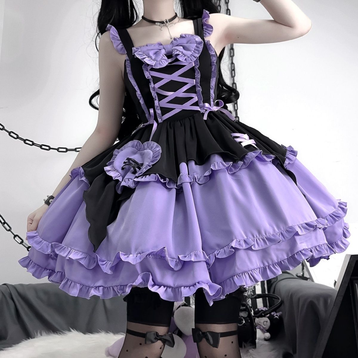 パーティードレス オリジナルデザインロリータ洋装ハロウィンおジャ魔女ロリータjskキャミソールワンピースハロウィンクリスマスパーティー仮装