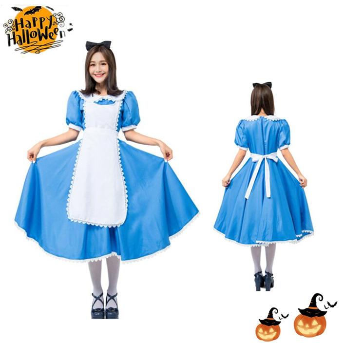【新発.売&・激安販売】ハロウィン 仮装 メイド服 ロング レディース ハロウイン衣装 メイド服 ロング丈 制服 喫茶店 変装 エプロン ゴスロリ ロング ワンピース 洋