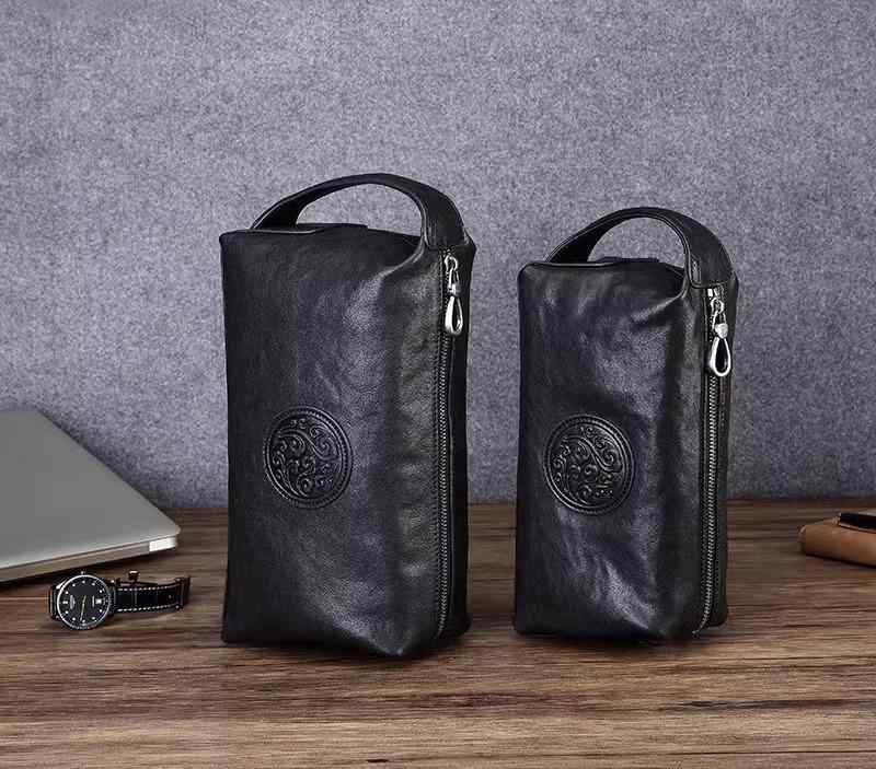 季節限定クラッチバッグ ハンドバッグでメンズ 黒 かっこいい 牛革 本革 高級感 セレブ ピローバッグ 韓国系 小型 ブラック ロゴ 個性的 おしゃれ パーティーバッグ ブラック 無地 レザーバッグ