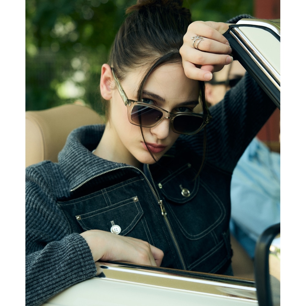 LARTIGENT L6 デニムポケットニットジップアップ(チャコール)