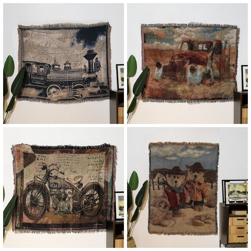 マルチブランケット レトロ クラシック おしゃれ かわいい インテリア 厚手 コットン ベッドブランケット ソファカバー カーペット 5,225円