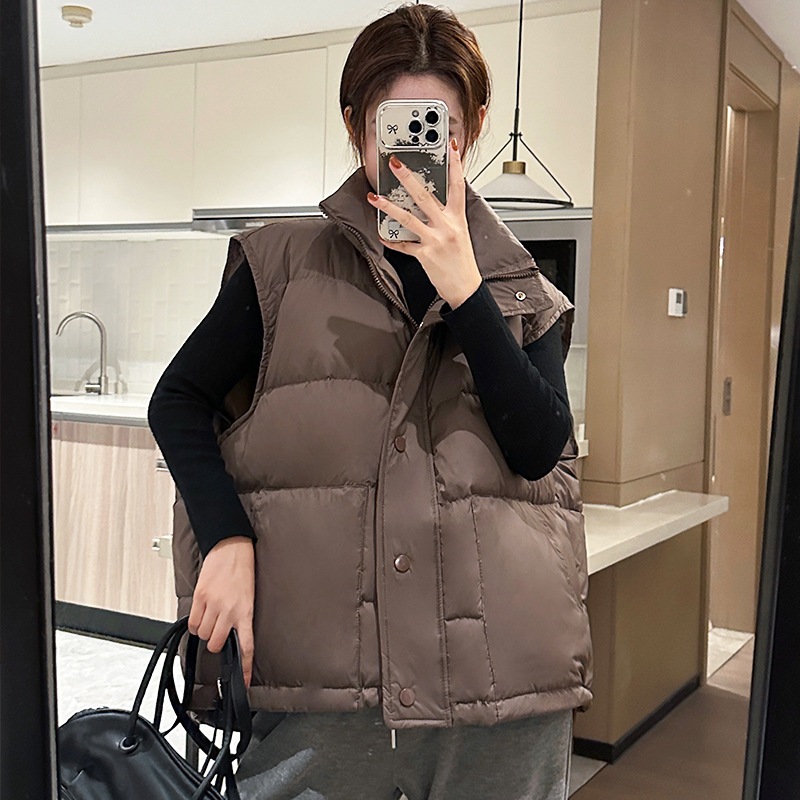 ダウンベスト女性の 2024 秋冬新ホワイトダックダウン軽量ルーズヨーロッパ多用途ベストベストジャケットトップ