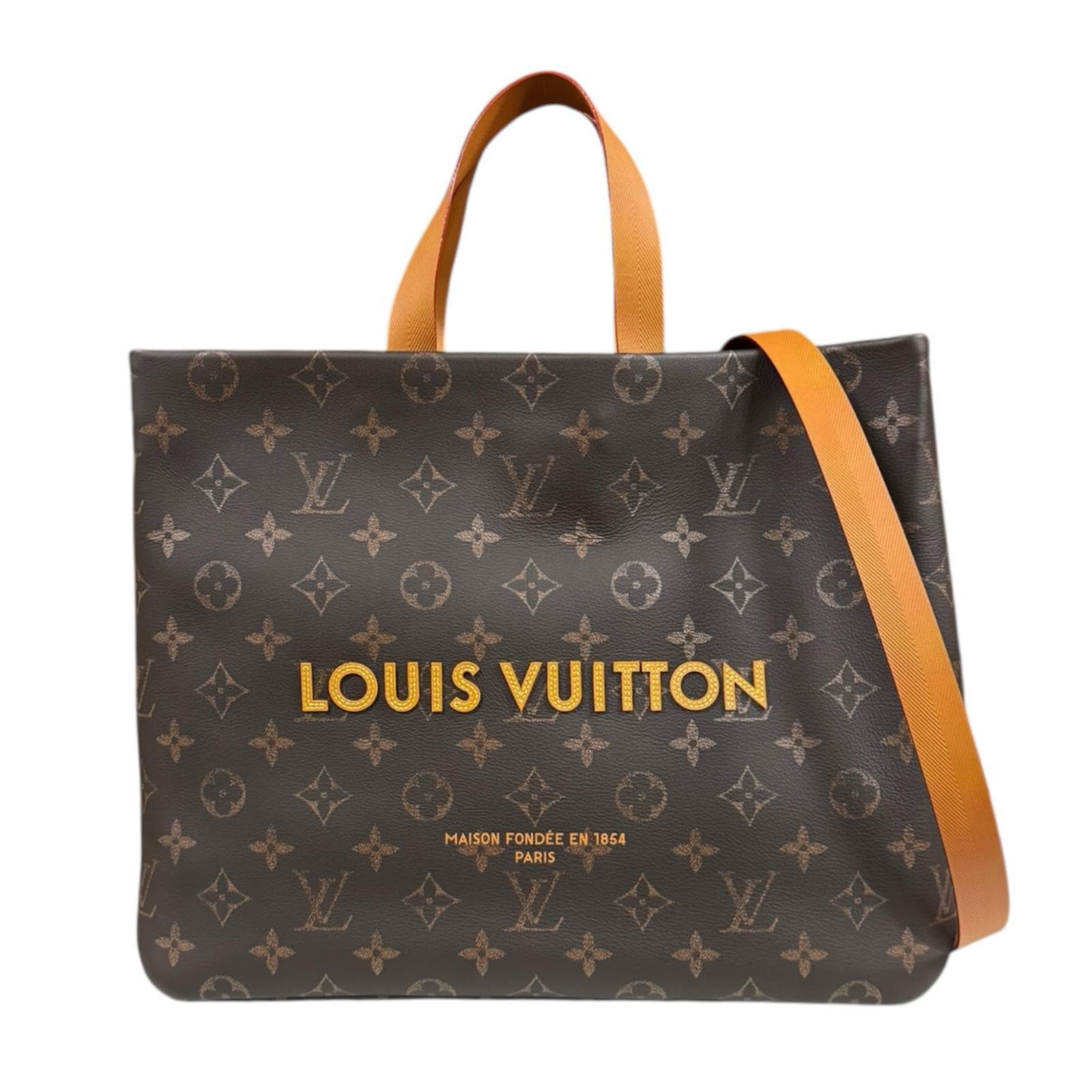 ルイヴィトン ショッパートートMM モノグラム トートバッグ レザー M13928 ブラウン LOUIS VUITTON 中古 美品