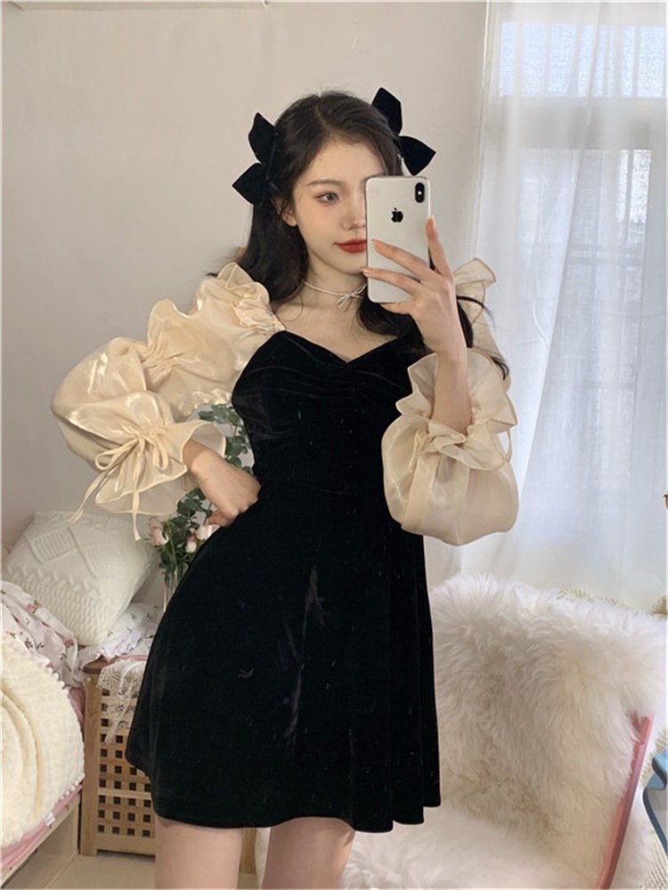 韓国ファッション すっきり美人見え 21年春 Sweet系 スリムフィット ワンピース 短いスタイル レトロ 縫付 パフスリーブ カジュアル 百掛け スリム 気質 その他 ワンピース ドレス 正規品販売 Tor Safety Com