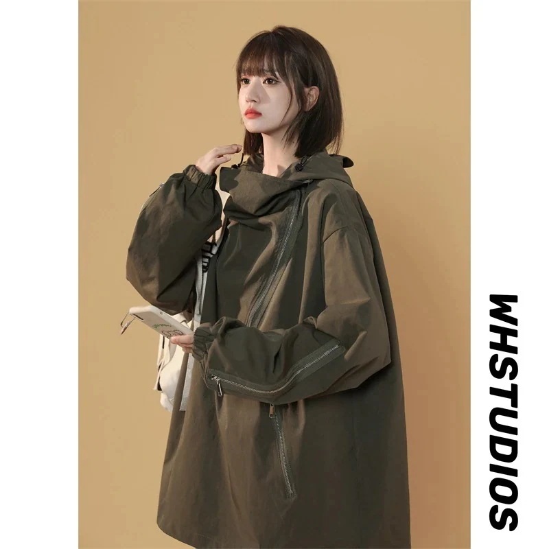 アウターパーカー秋服ゆったりオーバーサイズoversizeジップアウタートップス福袋